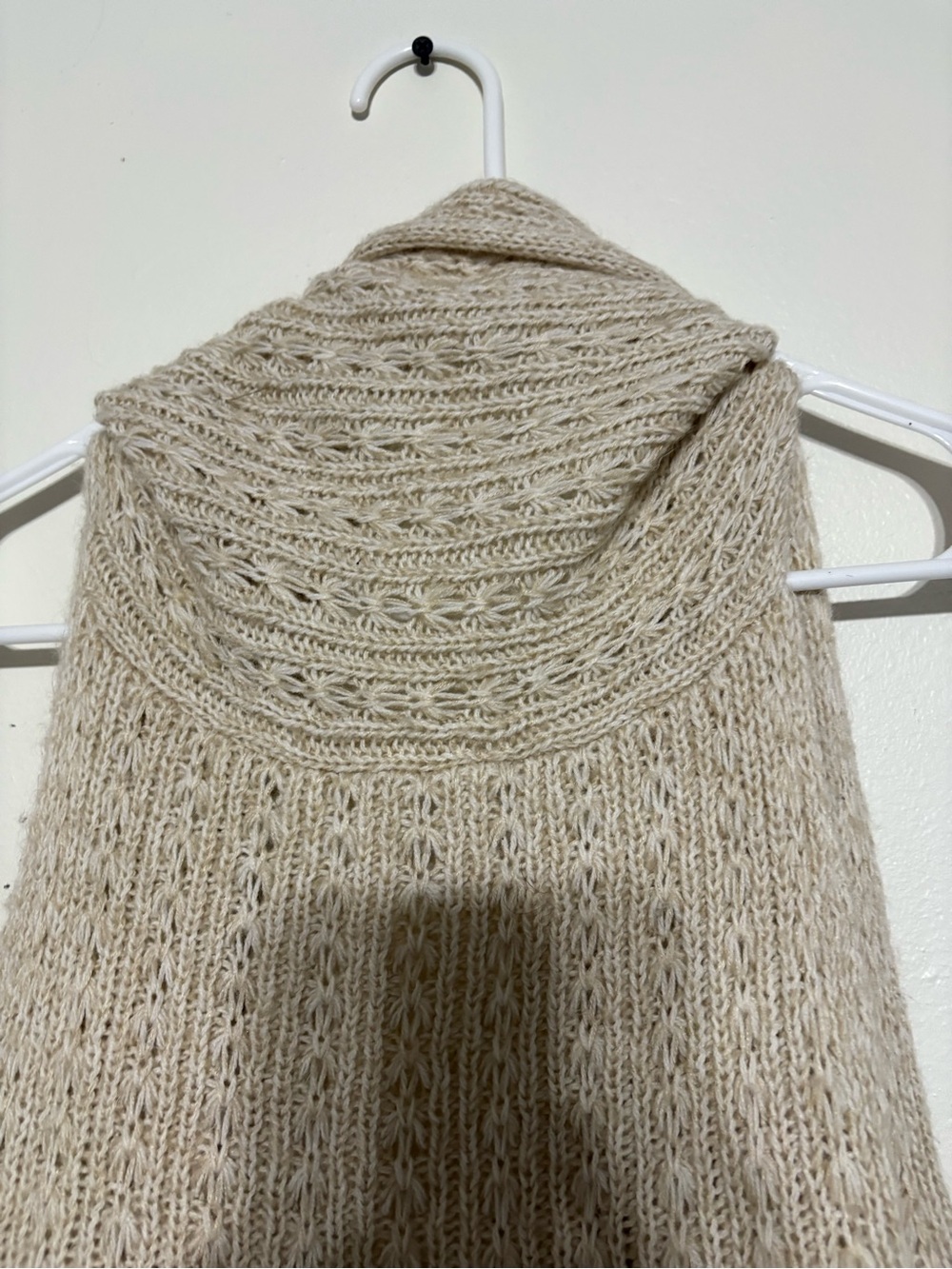 Beige Knit Open-Front Scarf Wrap - Picture 2 of 3